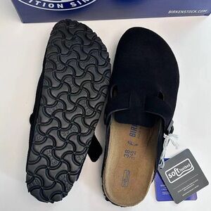 Birkenstock unisex Black Suede Slip-Ons